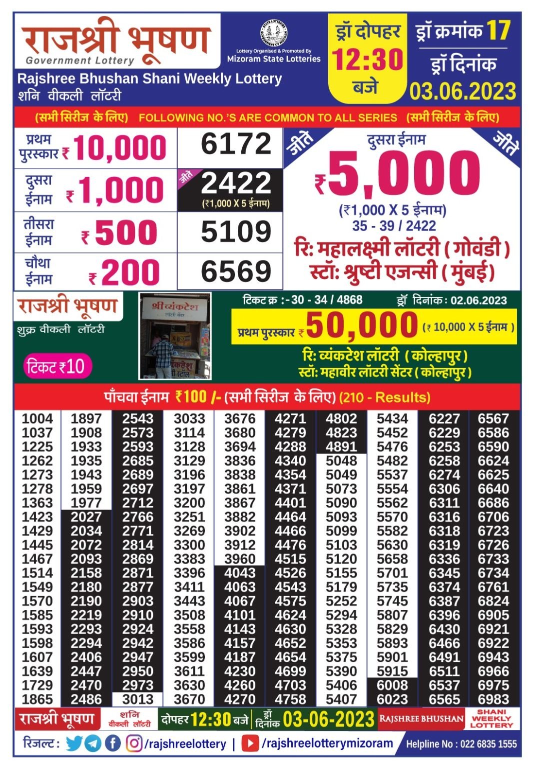 Lottery Result Today June 3, 2023
