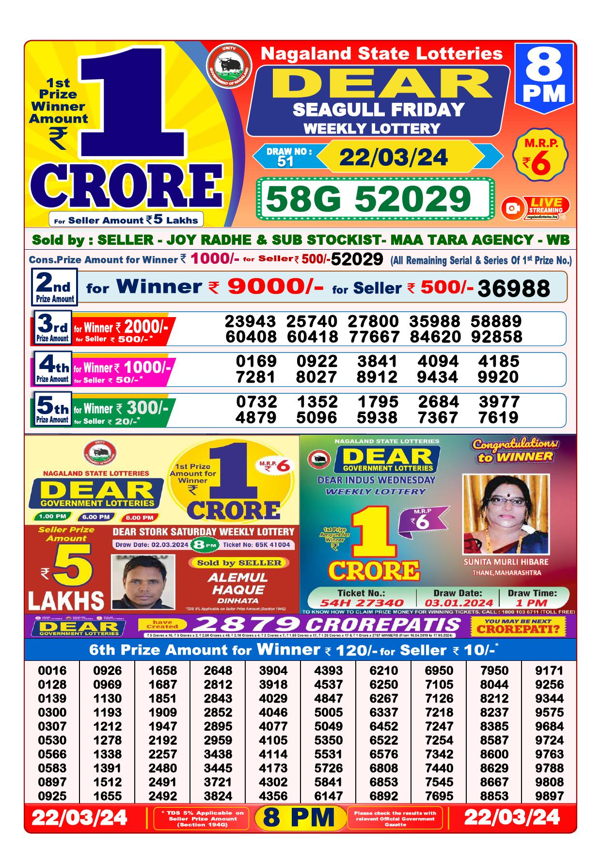 Lottery Result Today March 22, 2024