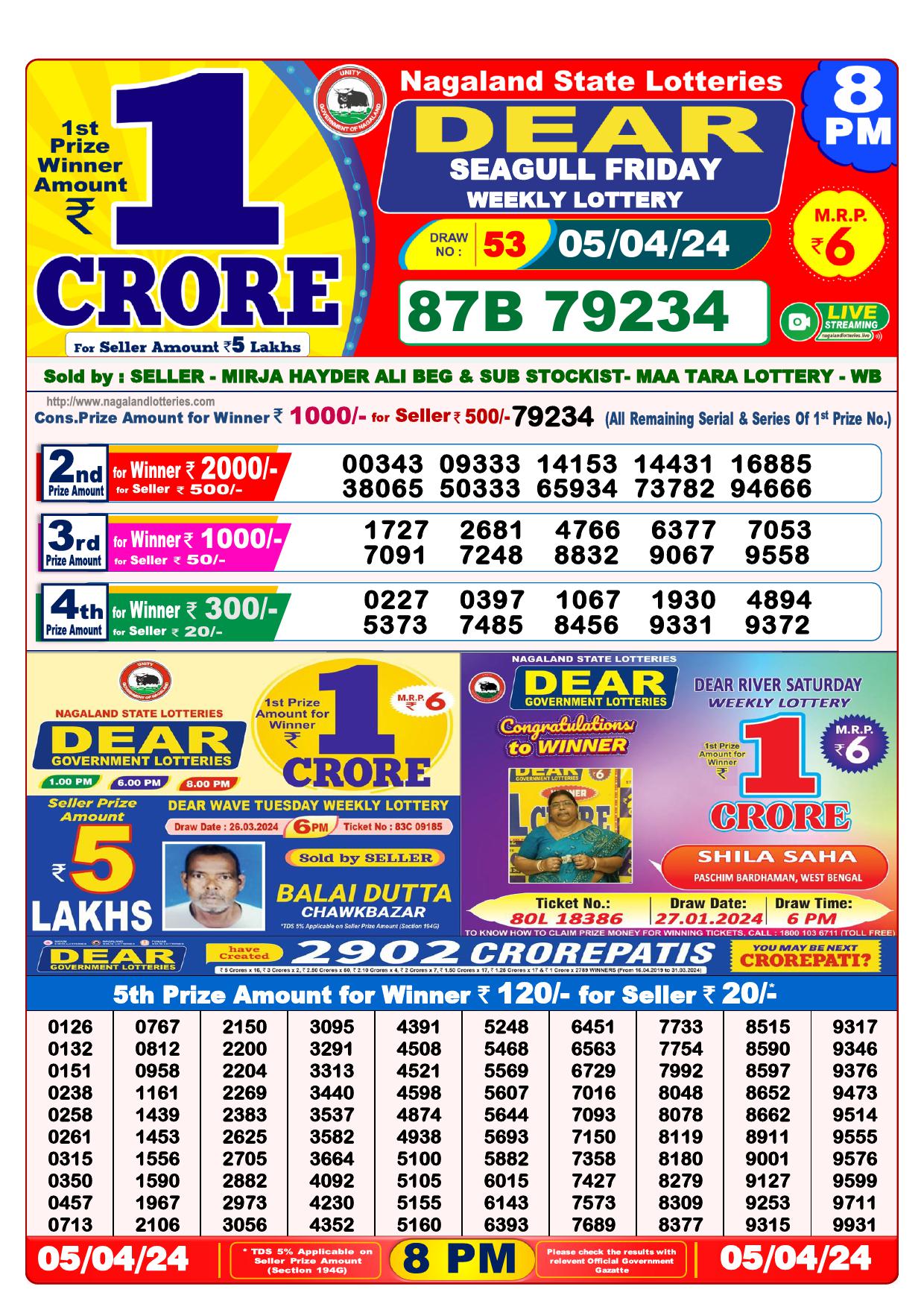 Lottery Result Today April 5, 2024