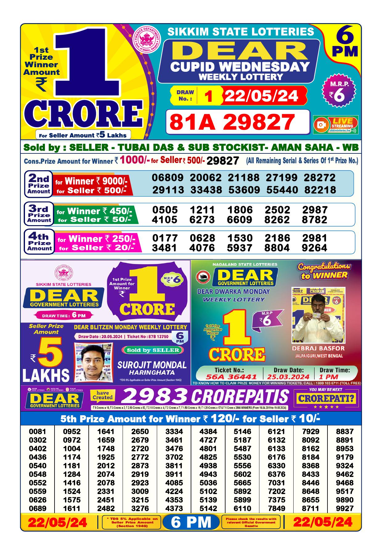 Lottery Result Today May 22, 2024