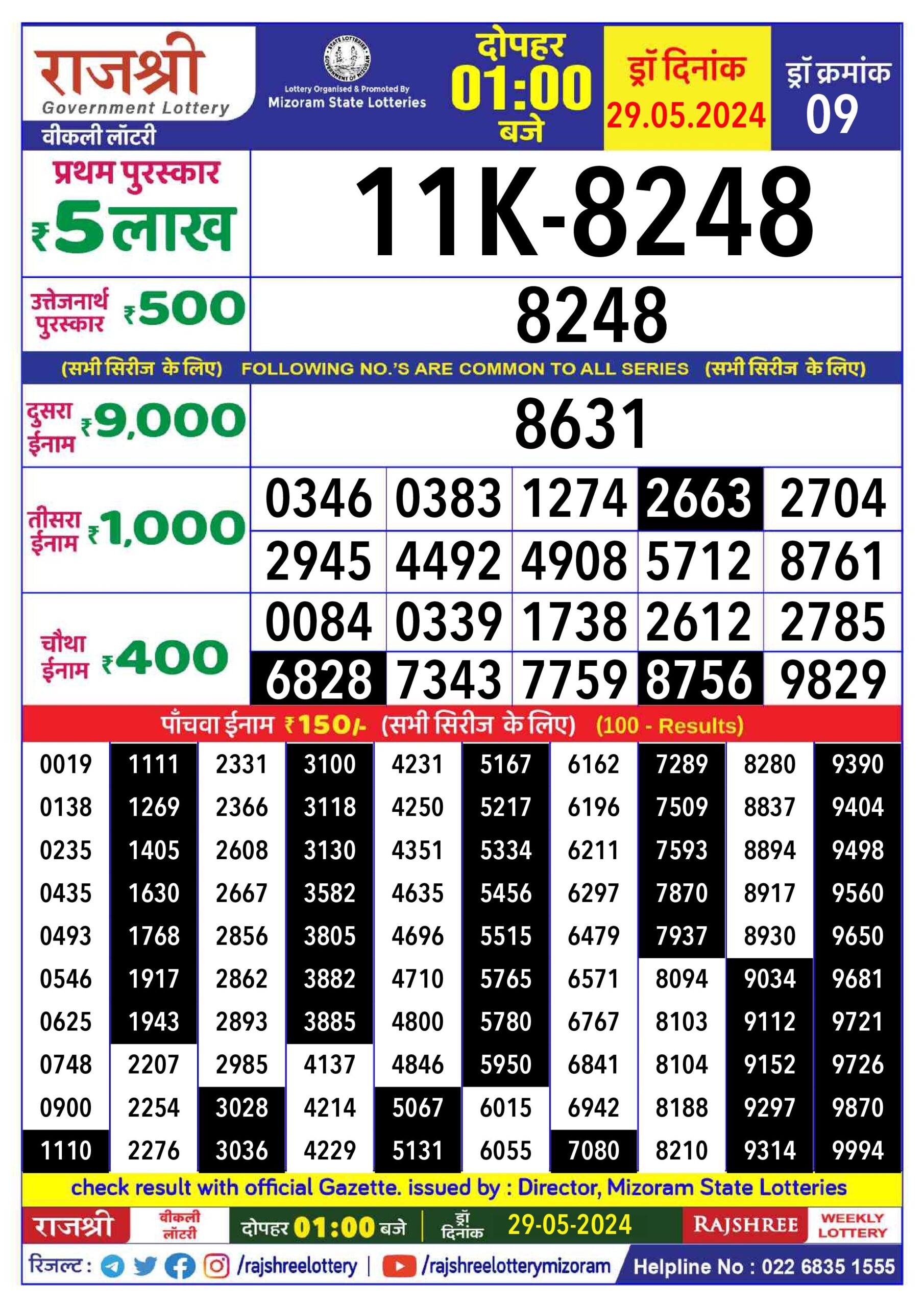 Lottery Result Today May 29, 2024
