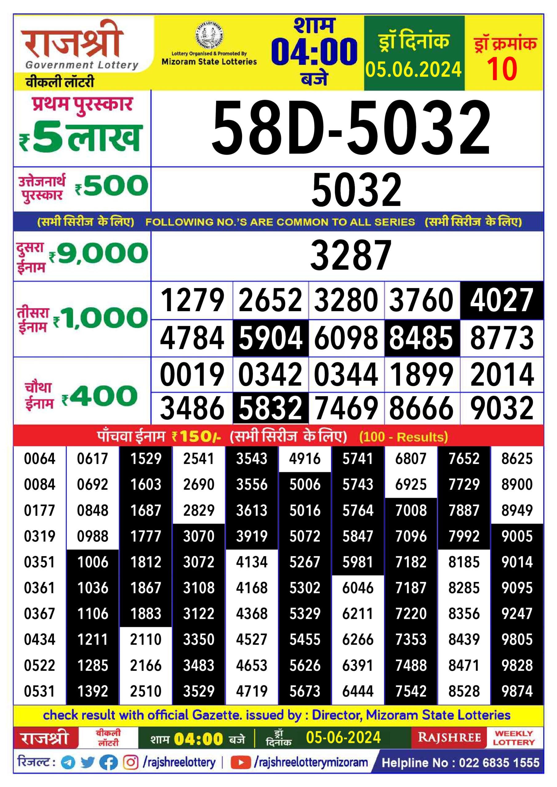 Lottery Result Today June 5, 2024