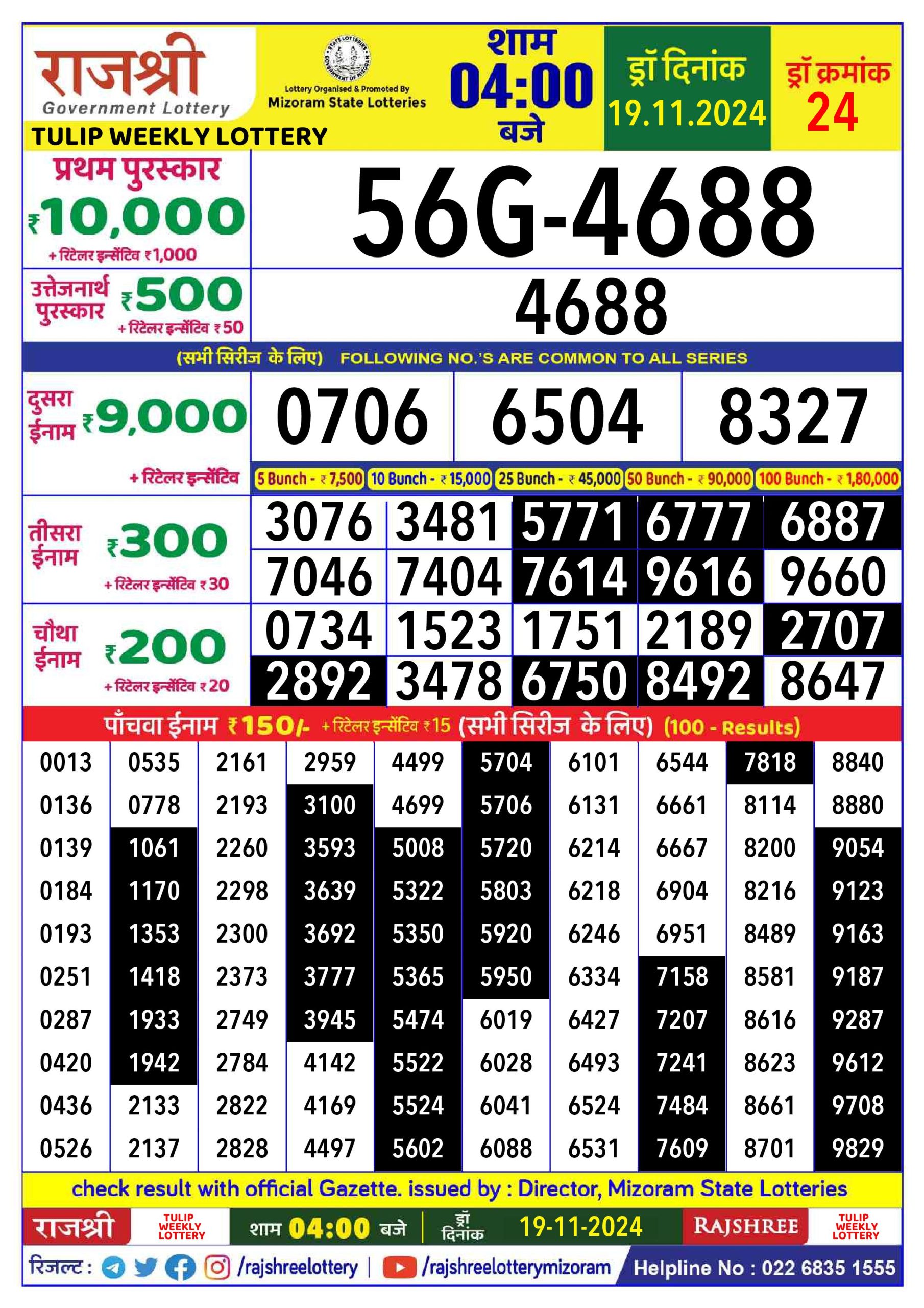 Lottery Result Today November 19, 2024