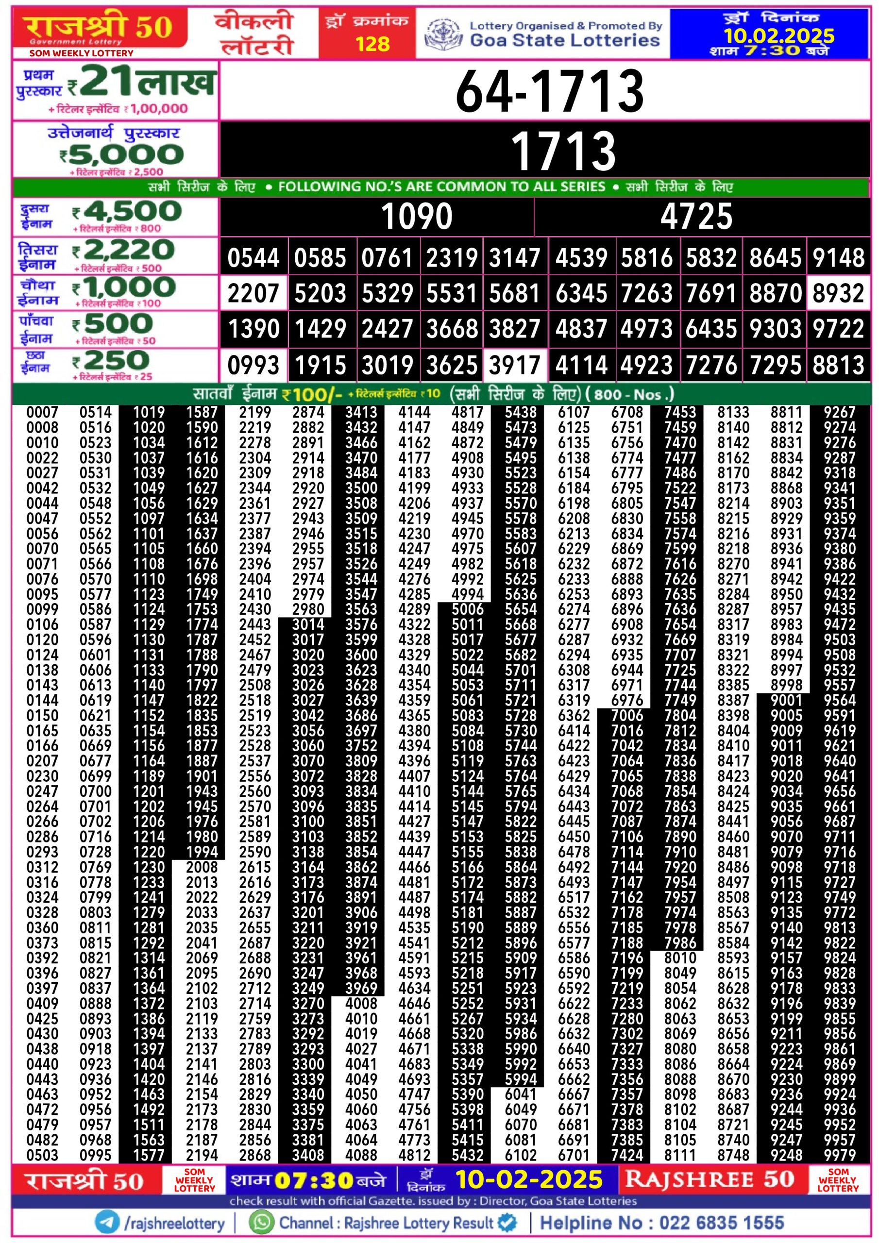 Lottery Result Today February 10, 2025