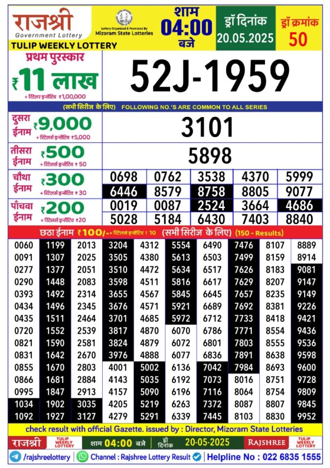 Lottery Result Today May 20, 2025