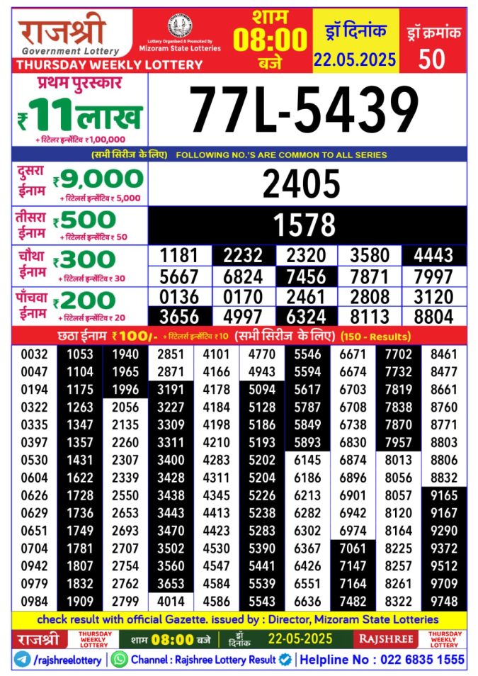 Lottery Result Today May 22, 2025