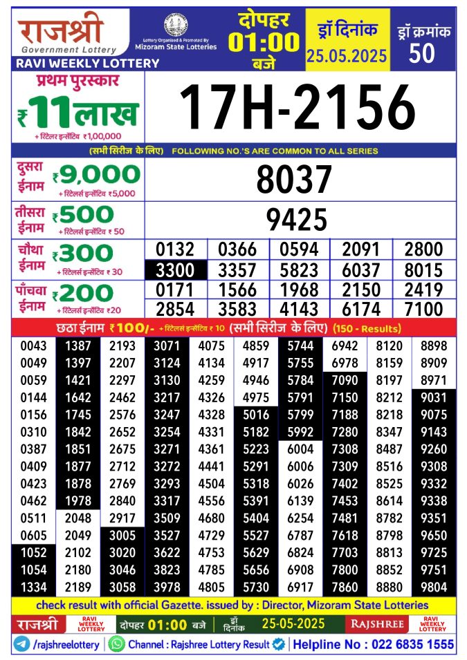 Lottery Result Today May 25, 2025
