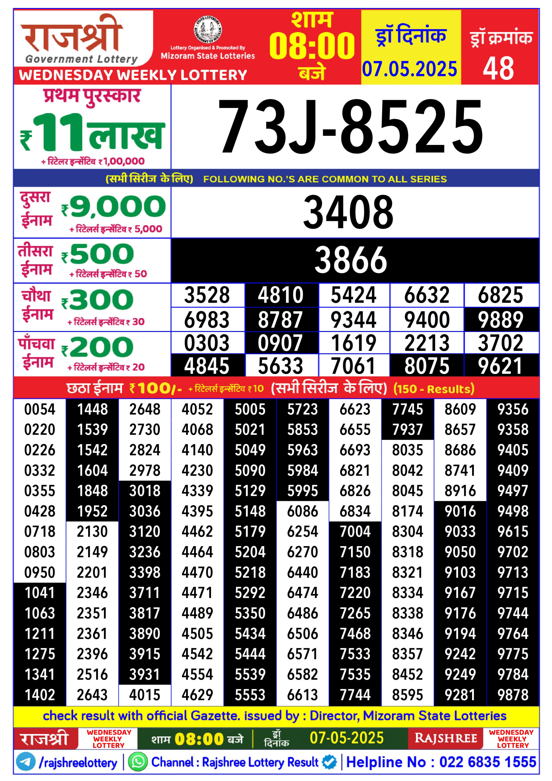 Lottery Result Today May 7, 2025