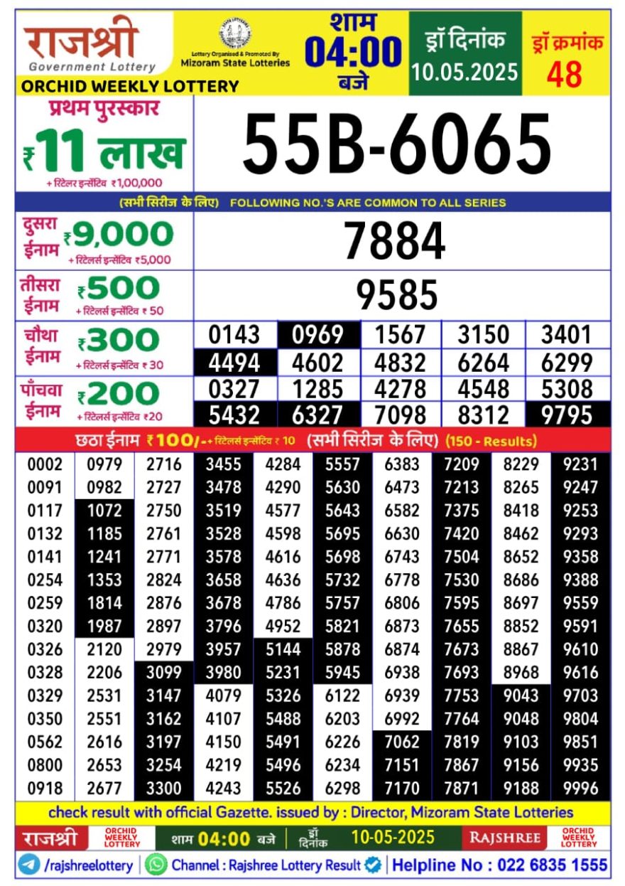 Lottery Result Today May 10, 2025