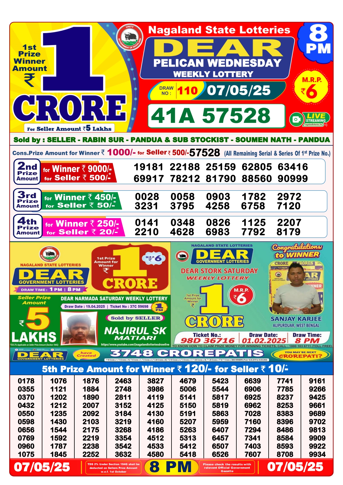 Lottery Result Today May 7, 2025