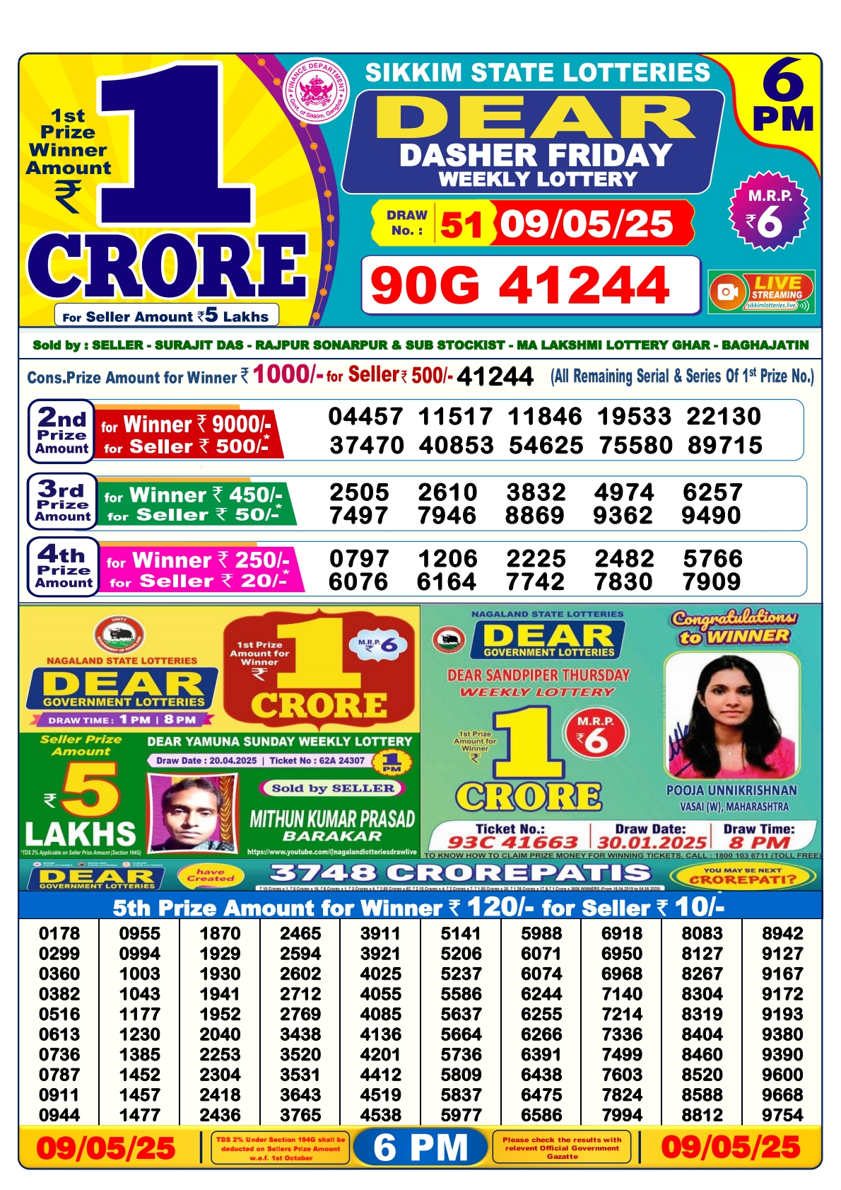 Lottery Result Today May 9, 2025