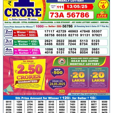 Lottery Result Today May 13, 2025