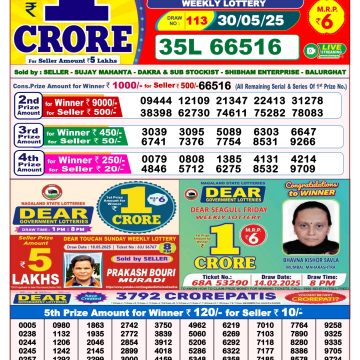 Lottery Result Today May 30, 2025