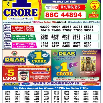 Lottery Result Today June 1, 2025