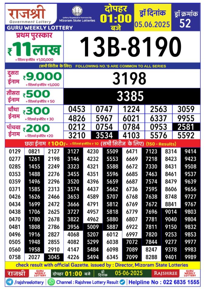 Lottery Result Today June 5, 2025