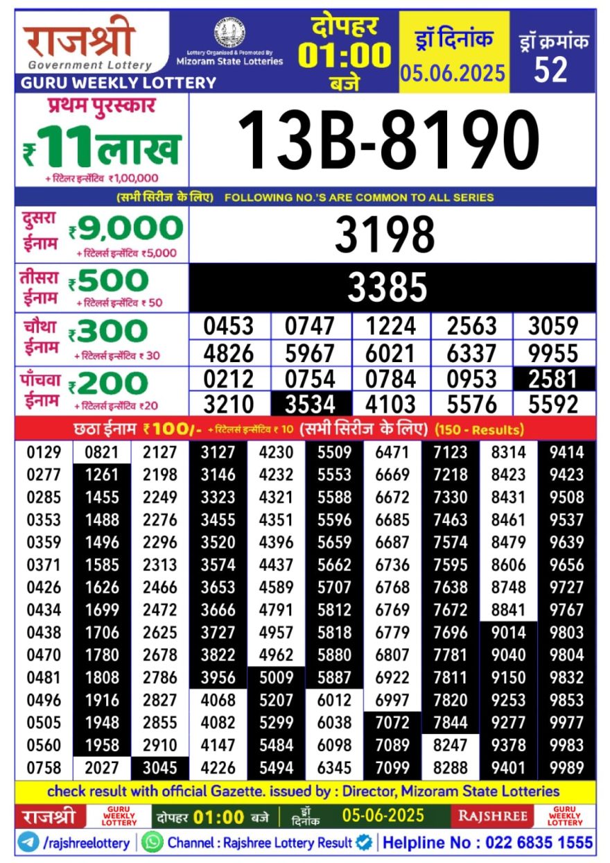 Lottery Result Today June 5, 2025
