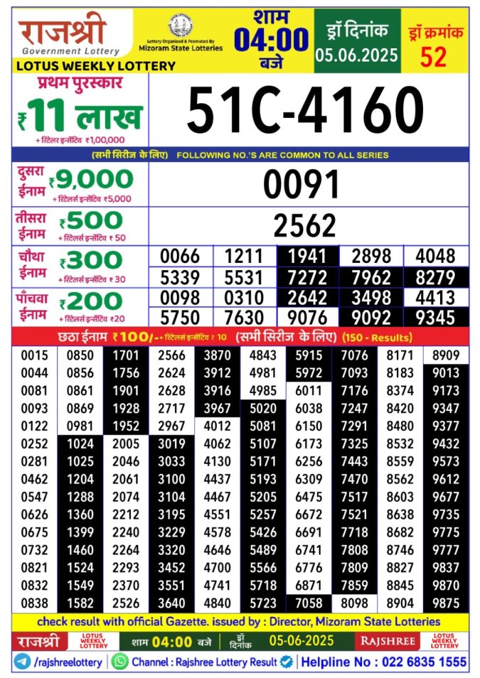 Lottery Result Today June 5, 2025
