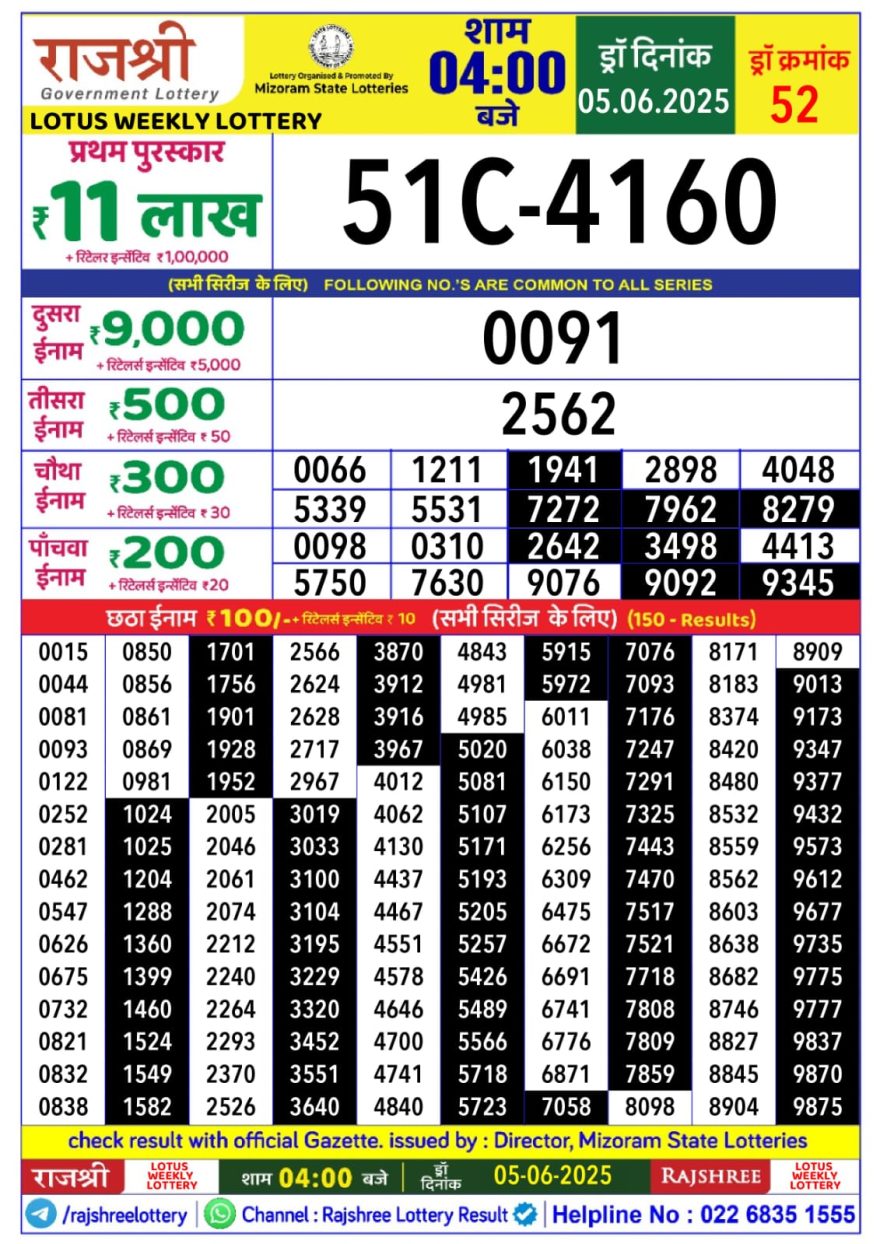 Lottery Result Today June 5, 2025