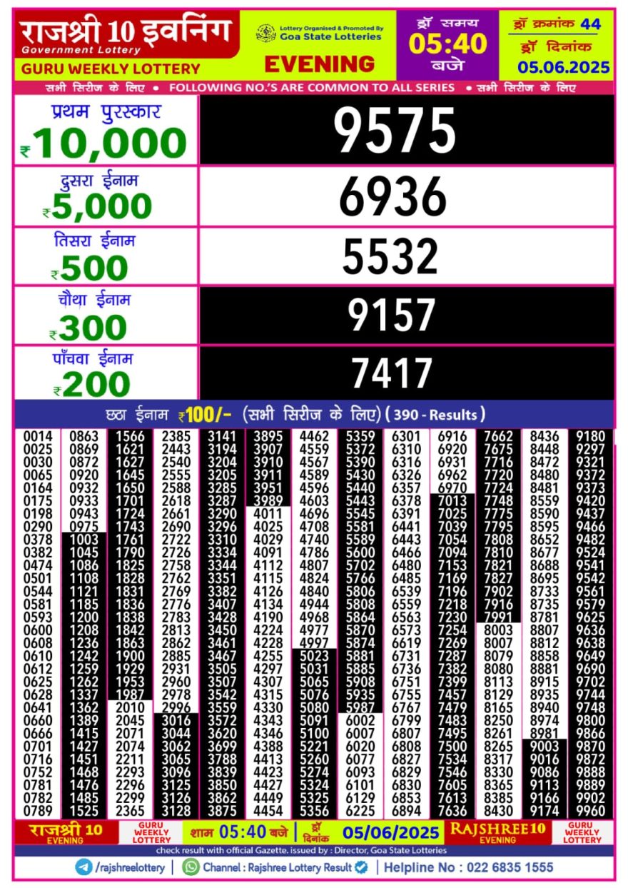 Lottery Result Today June 5, 2025