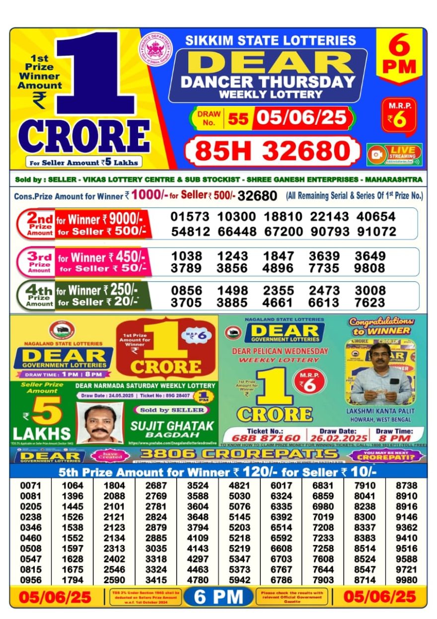 Lottery Result Today June 5, 2025