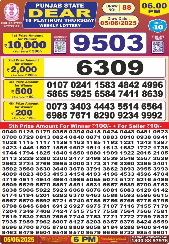 Lottery Result Today June 5, 2025