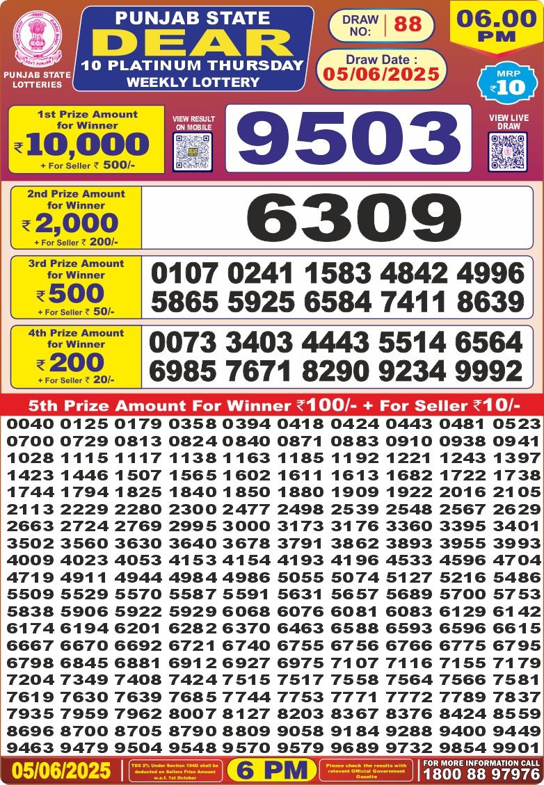 Lottery Result Today June 5, 2025