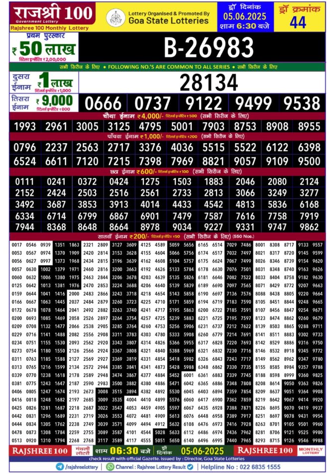 Lottery Result Today June 5, 2025