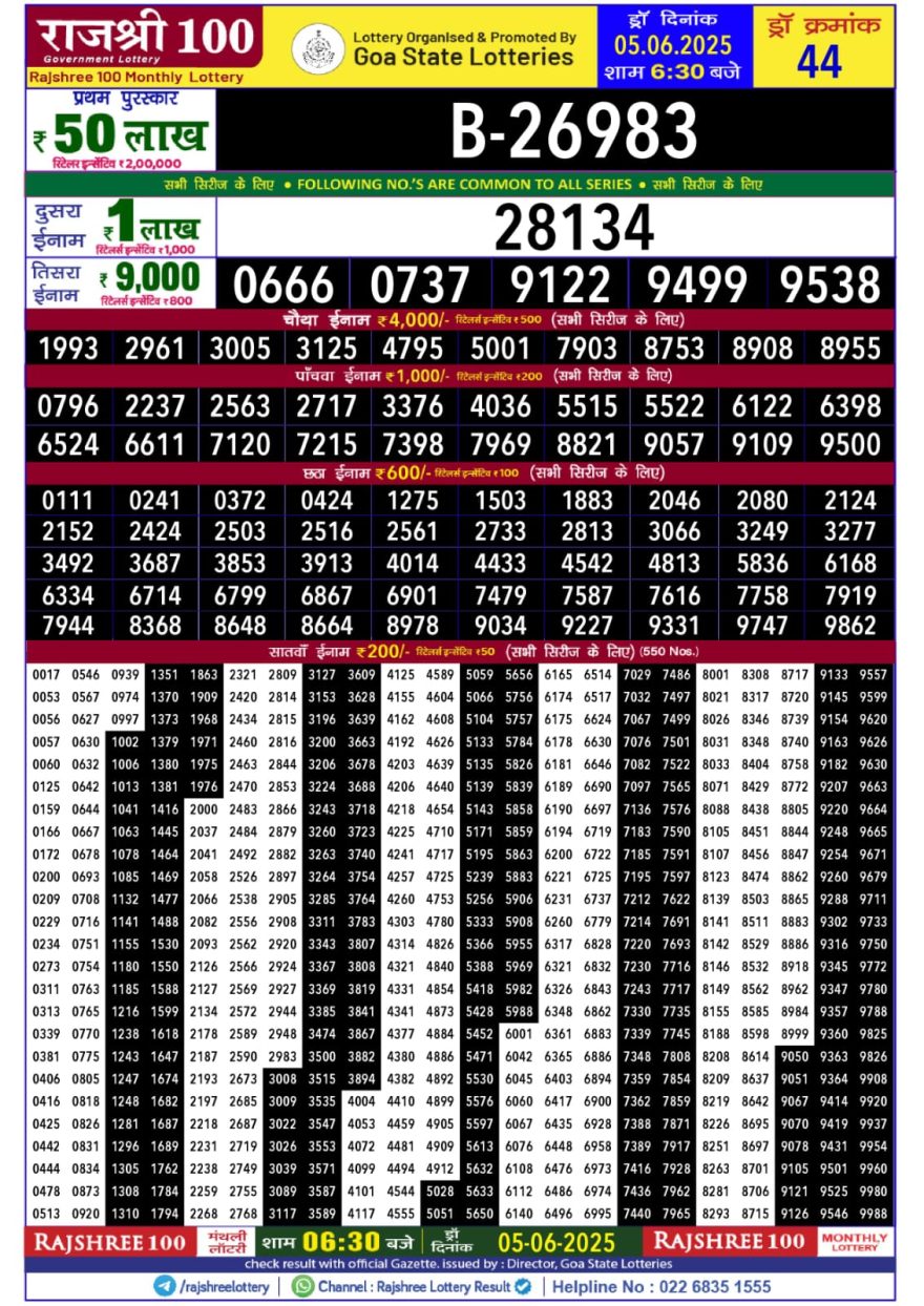 Lottery Result Today June 5, 2025