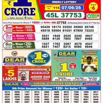 Lottery Result Today June 7, 2025