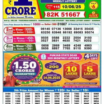 Lottery Result Today June 10, 2025