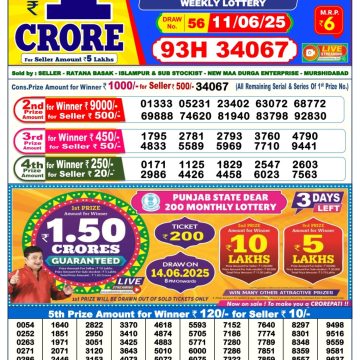 Lottery Result Today June 11, 2025
