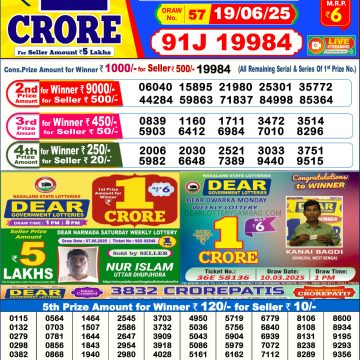 Lottery Result Today June 19, 2025