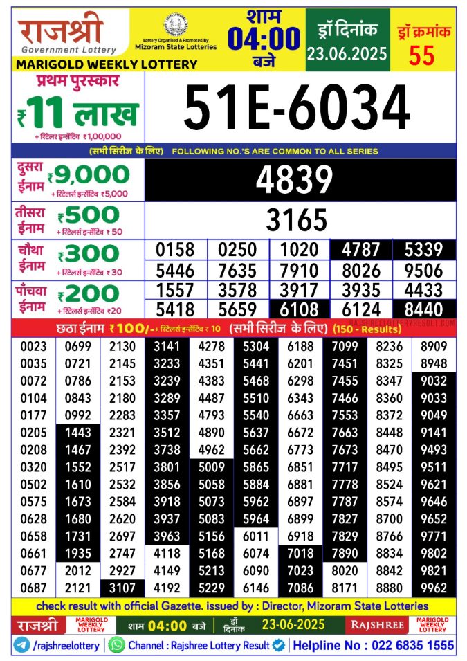 Lottery Result Today June 23, 2025