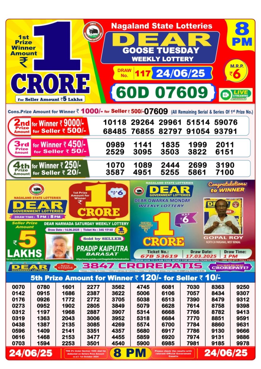 Lottery Result Today June 24, 2025