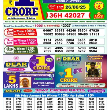 Lottery Result Today June 26, 2025