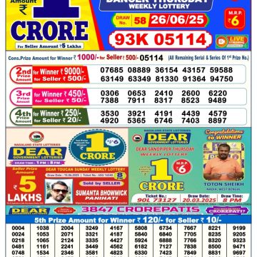 Lottery Result Today June 26, 2025