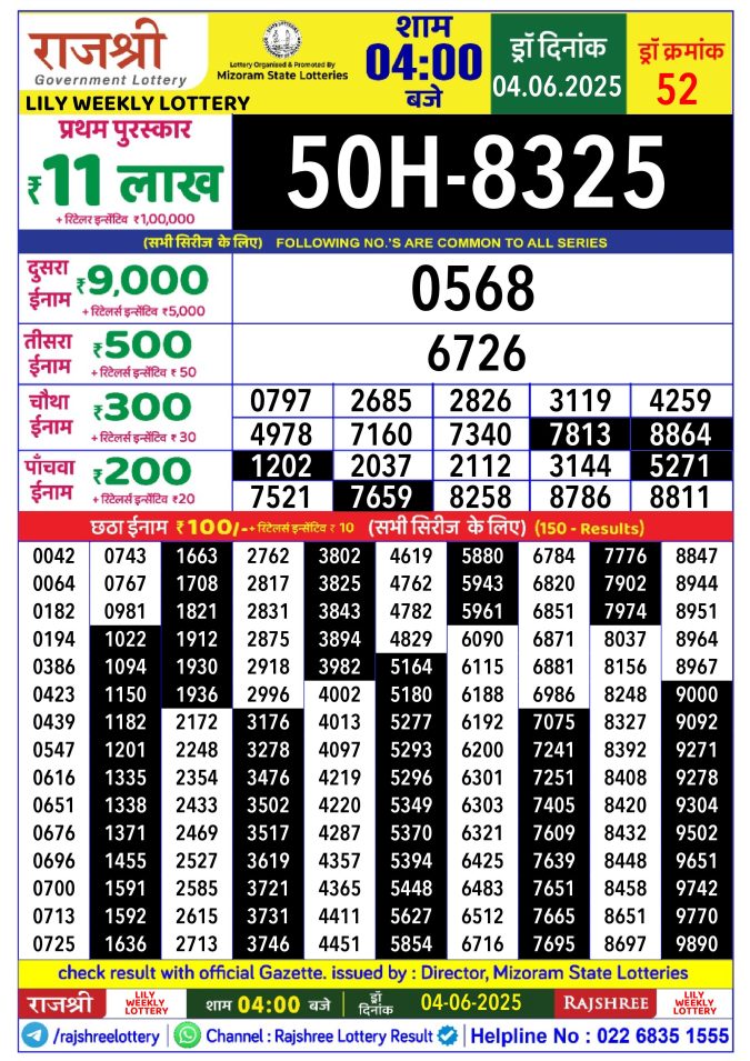 Lottery Result Today June 4, 2025