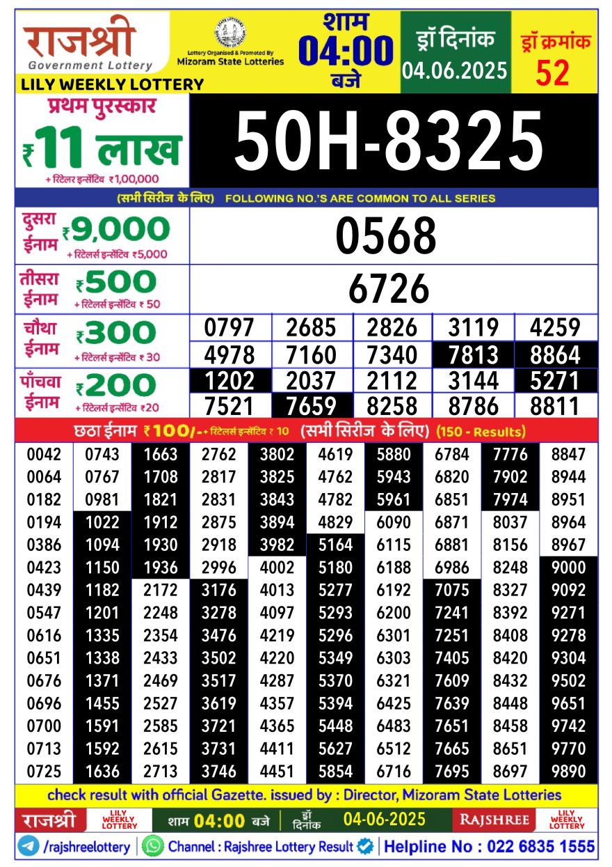 Lottery Result Today June 4, 2025