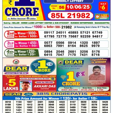 Lottery Result Today June 10, 2025