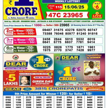 Lottery Result Today June 15, 2025