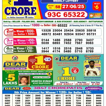 Lottery Result Today June 27, 2025