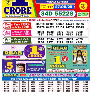Lottery Result Today June 27, 2025