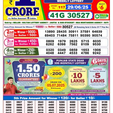 Lottery Result Today June 29, 2025
