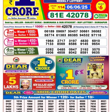 Lottery Result Today June 6, 2025