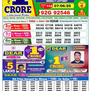 Lottery Result Today June 7, 2025