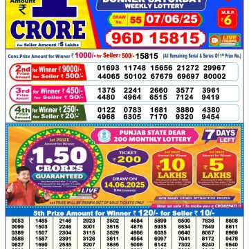 Lottery Result Today June 7, 2025