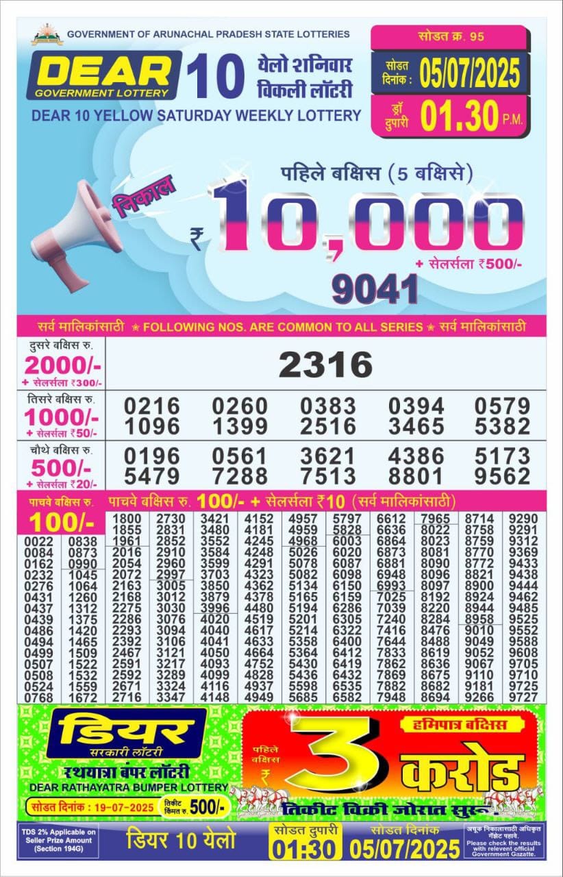 Lottery Result Today July 5, 2025
