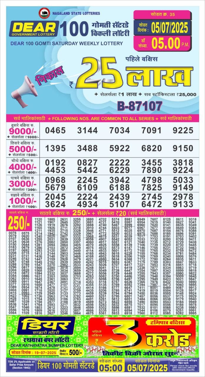 Lottery Result Today July 5, 2025