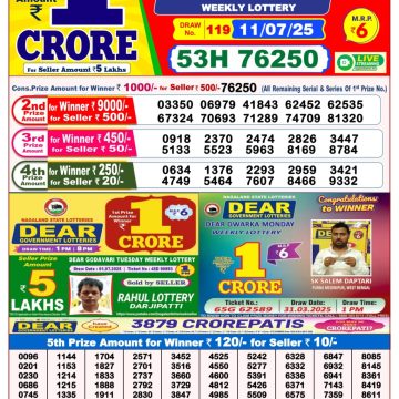 Lottery Result Today July 11, 2025