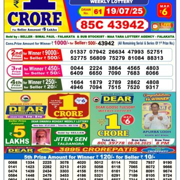 Lottery Result Today July 19, 2025